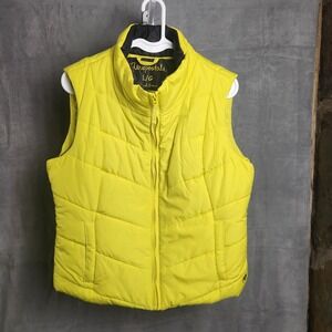 Aeropostale Womens Puffer Vest Yellow Quilted Zip Up Sleeveless Jacket Large L G